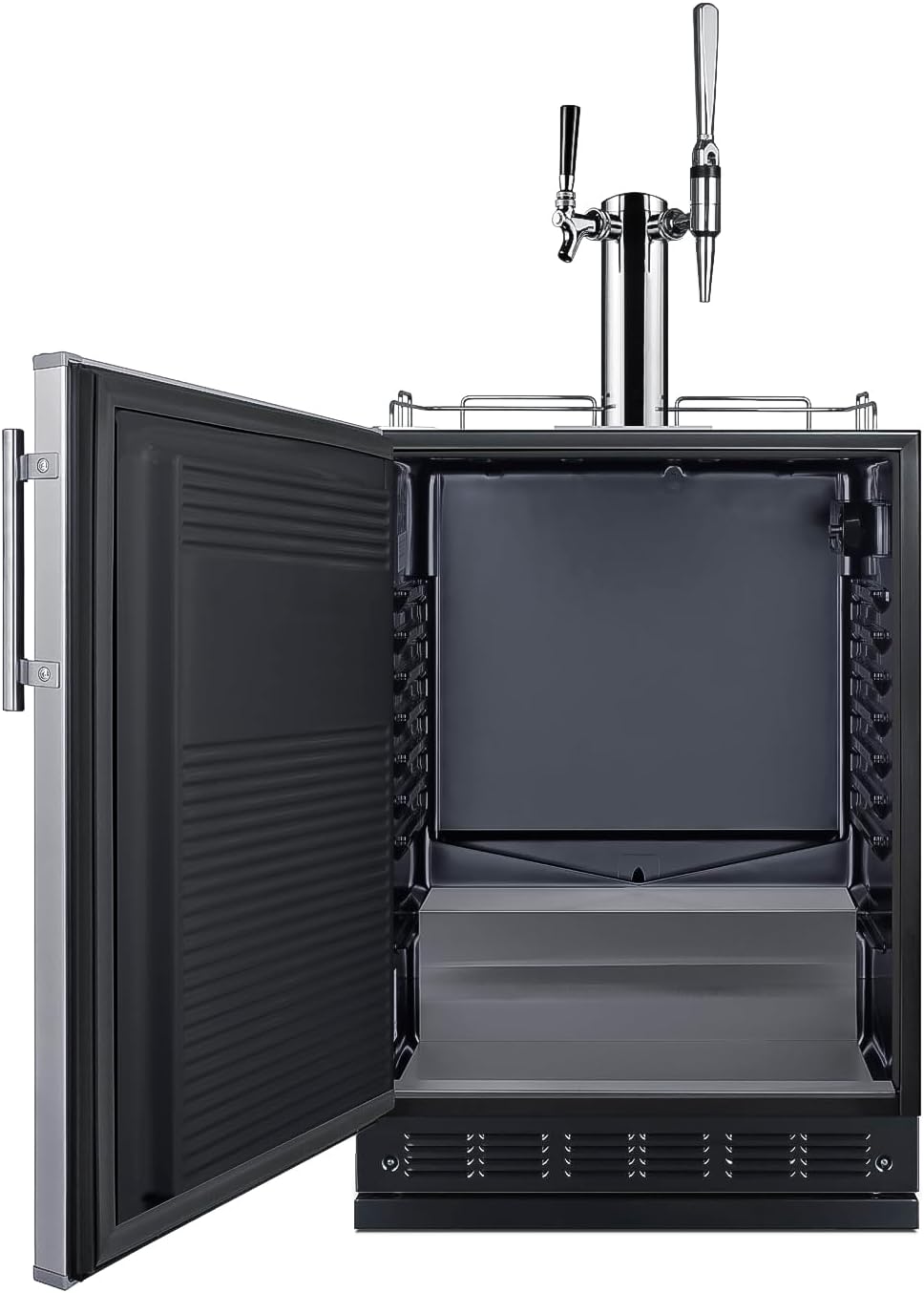 Summit Appliance 24" Wide Nitro-Cold Brew Coffee Kegerator/Refrigerator Combo, Black Interior, Caster Wheels, Residential/Commercial Use (LHD