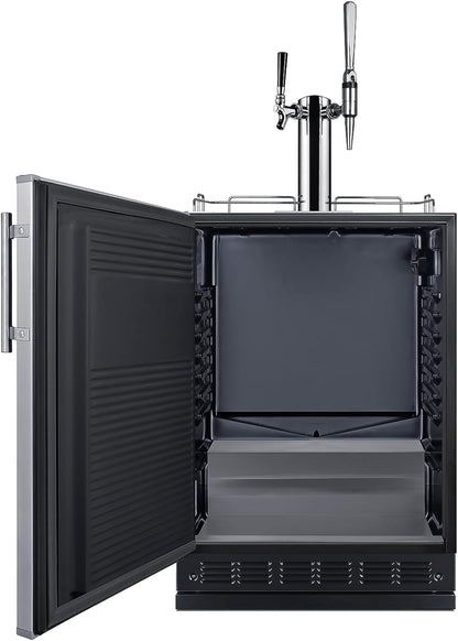 Summit Appliance 24" Wide Nitro-Cold Brew Coffee Kegerator/Refrigerator Combo, Black Interior, Caster Wheels, Residential/Commercial Use (LHD