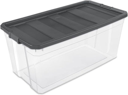 Sterilite 9-Pack Modular Stacker Box, Durable Clear Plastic Storage Bins with Latching Lids, 200 Quart - Stackable Organizing Container Boxes for Closet, Bathroom, and Office