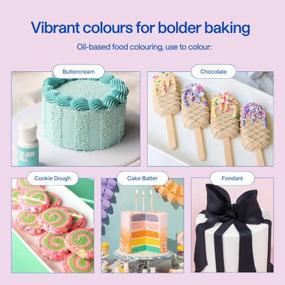 Colour Mill Pool-Party Pack Oil-Based Food Coloring, 20 Milliliters Each of 6 Colors: Candy, Mint, Purple, Sky Blue