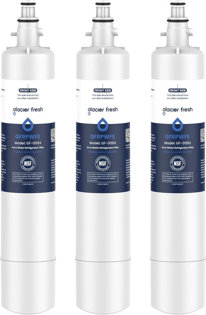 GLACIER FRESH Replacement for RPWFE, RPWF (Built-in CHIP) Refrigerator Water Filter, Compatible with GFE28GYNFS, GFE28GELDS, PFE28KELDS, PFE28KYNFS, GFD28GELDS, PWE23KELDS, PWE23KMKES, 3 Pack