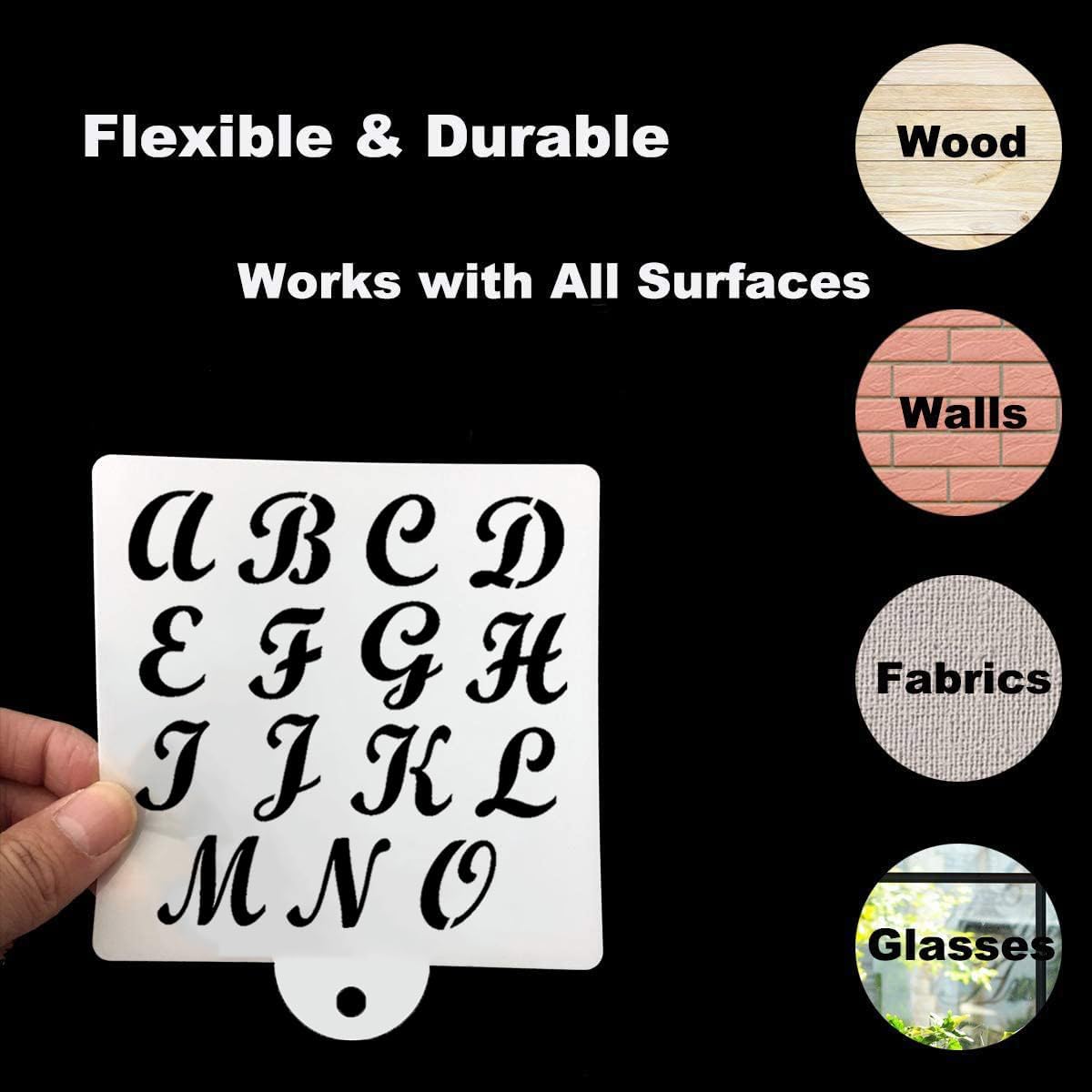 Alphabet Letter Stencils for Cookies Baking - 16 Pack Letter and Number Stencil Templates for Cakes Cookies Baking, Reusable Letter Stencils for Wood Crafts Painting &amp; Cake Cookie Airbrush Decorating