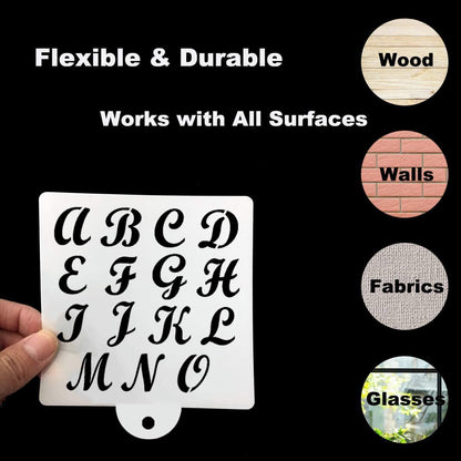 Alphabet Letter Stencils for Cookies Baking - 16 Pack Letter and Number Stencil Templates for Cakes Cookies Baking, Reusable Letter Stencils for Wood Crafts Painting &amp; Cake Cookie Airbrush Decorating