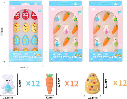 Edible Easter Cake Decorations for Cake Decorating, Carrot Cake Decorations, Bunny Cupcake Toppers for Easter Theme Cake, Macarons, Cookies, Waffles