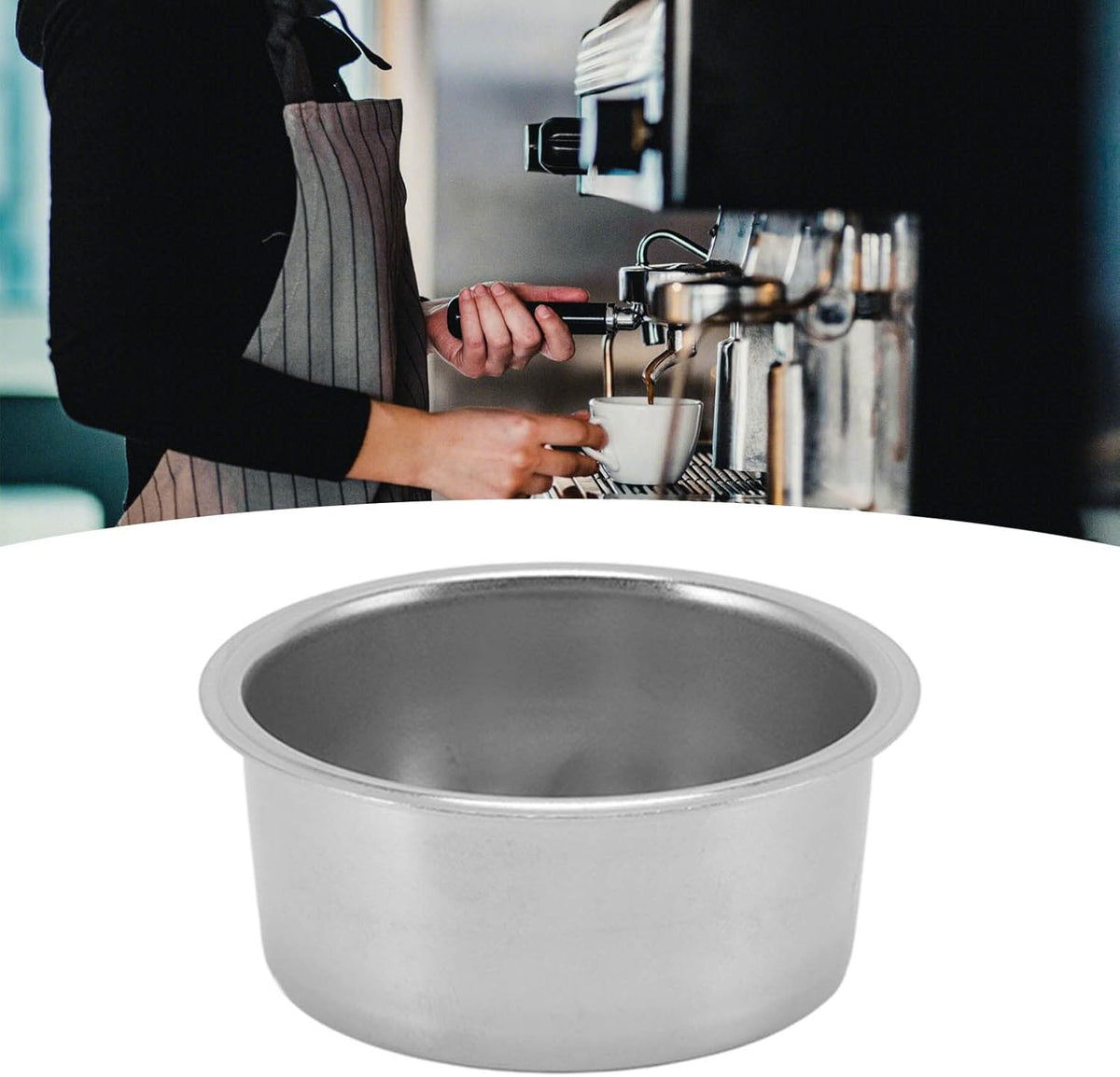 Double Cup Stainless Steel Coffee Filter 51mm, Double Layer Pressurized Filter for Portafilter Coffee Machine