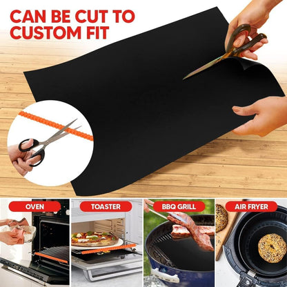 Oven Liners for Bottom of Oven 17"x 25" and Silicone Rack Guards Orange 22"