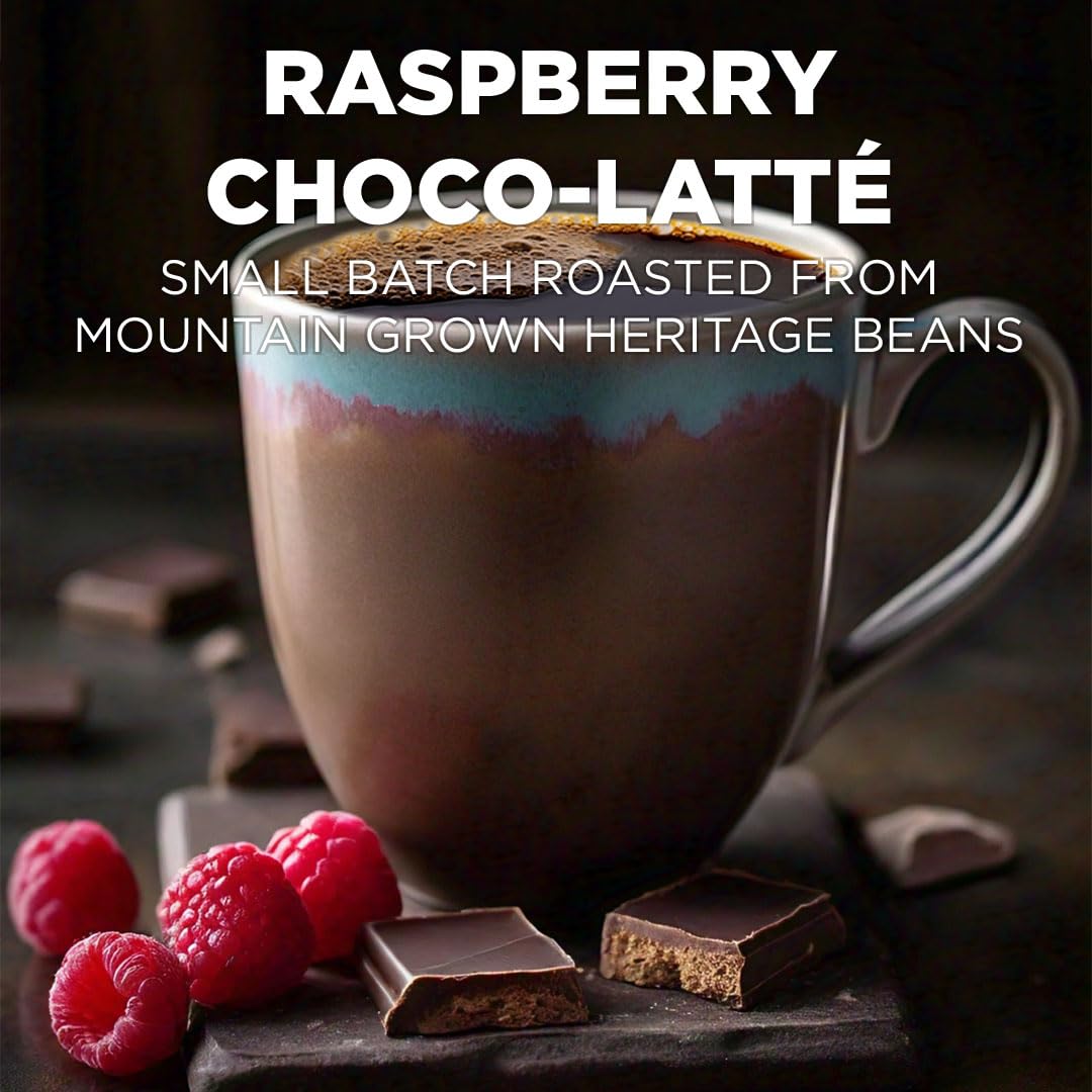 Maud's Raspberry Chocolate Flavored Coffee Pods, 18 ct, Medium Roast Flavored Coffee in Recyclable Single Serve Pods – 100% Arabica Beans