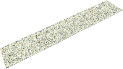 Rustic Flower Table Runner, Spring Sage Green Eucalyptus Leaves Watercolor Floral Flower Plant Leaves Print Table Cover for Dinning Holiday Home Picnic Party Decor, 13x60inch