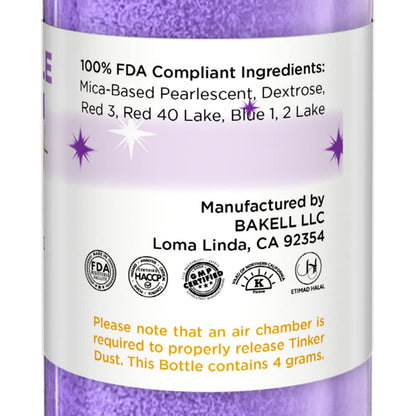 Bakell - Pollipop Purple Tinker Dust (4g, 1x Mini Spray Pump) Edible Glitter for Food, Desserts, and Beverages!