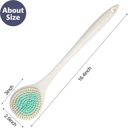 BEDELITE Back Bath Brush Long Handle for Shower of 2 - Soft Shower Brush for Men & Women,Back Brush Scrubber - 16.4" Long Skin Exfoliator for Body Bath Scrubber（2 Pack, Pink & Ivory）