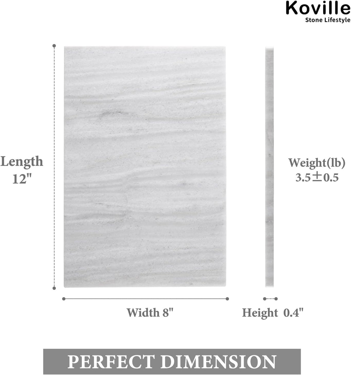 Koville Natural Marble Cutting Board for Kitchen Countertop, 12" x 8" Pastry Bread Macaron Display Board, Real Stone Slab Marble Cheese Boards