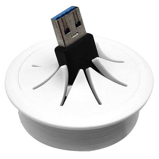 Surf turtle 5 Pack 2 Inch White Desk Grommets, Flexible Cable Cord Hole Cover with Bi-Metal Hole Saw Kit, 2m Cable Sleeve and Coiled Cord Wrap for Desk Wire Management