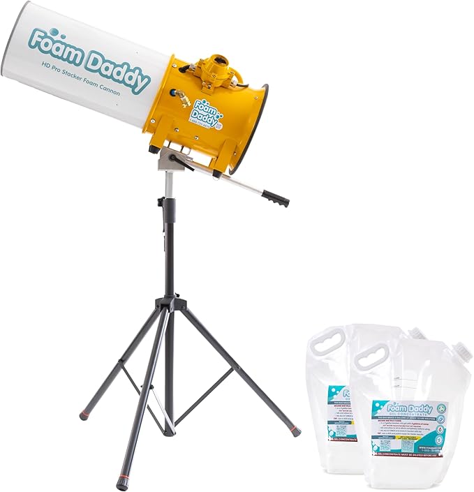 FoamDaddy HD Pro Stacker Foam Cannon – Brandable High-Output Metal Machine for Professional & Large Scale Events – Covers 30x30ft Area – Mount, Pump, Hose, Stand, Remote Control, Ultra-Concentrate Gel