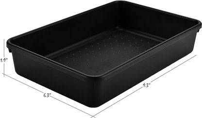 Masirs Interlocking Drawer Organizer Bins, Durable Plastic, Various Sizes for Custom Layout Design, Great for Desk Drawer, Tool Box or Garage Organization, (Black | 8-Piece Set)
