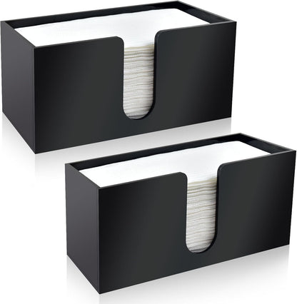 2Pack Paper Towel Holder Countertop, Black Acrylic Napkin Dispenser, Multifold Paper Towel Dispenser for Z-fold C-fold MultiFold Trifold-Bathroom Toilet Kitchen Restaurant
