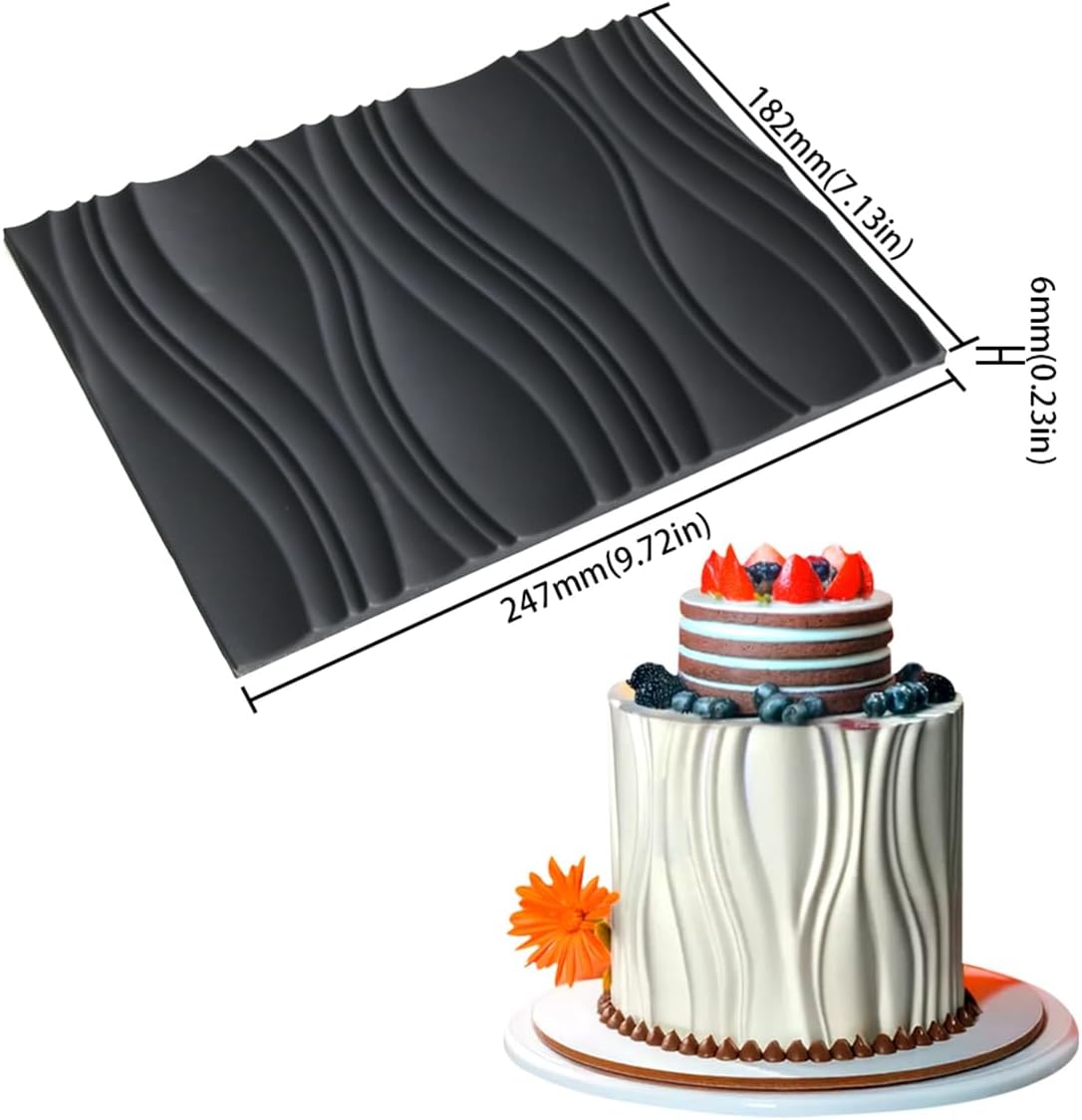 mostsom Silicone Fondant Mold Wave Pattern Embossing Mat for Cake Decorating DIY Clay, Jewelry, Pastry, Candy Making