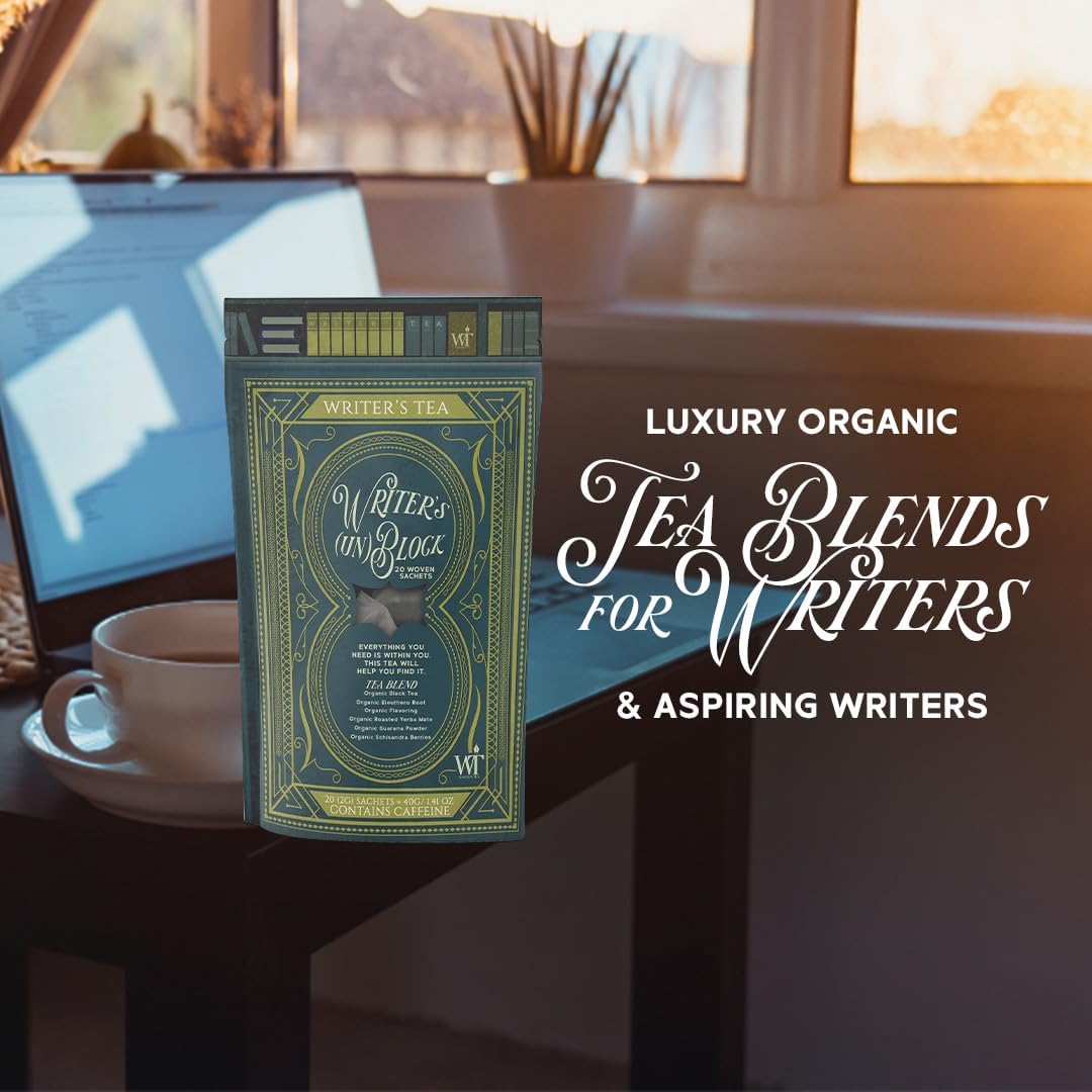 Writer's Tea Writer's (Un) Block - Focus Tea - Black Tea, Eleuthero Root, Flavoring, Roasted Yerba Mate, Guarana Powder, and Schisandra Tea Blend
