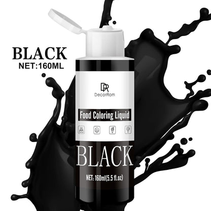 Black Food Coloring Liquid - Vibrant Liquid Icing Food Coloring Set for Baking, Cake Decorating, Easter Egg, Airbrush - Tasteless Food Dye for Fondant, Slime, DIY Crafts - 5.5 Fl.oz / 160ml Each