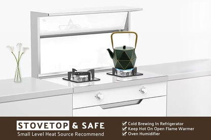 Toptier Cast Iron Teapot, Stovetop Safe Japanese Cast Iron Tea Kettle, Diamond Design Tea Pot with Removable Infuser for Loose Tea, 54 Ounce (1600 ml), Dark Green