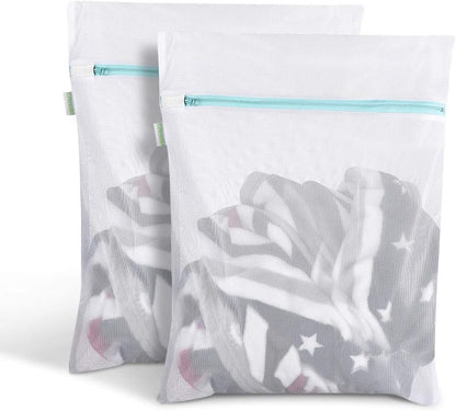 OTraki Mesh Washing Bags for Laundry 2 Pack 16 x 20 Inch Medium Mesh Bag Laundry Washer Delicates Lingerie Wash Machine Net Zipper Bag Heavy Duty Home Dorm Hotel Travel Storage Organizer, White