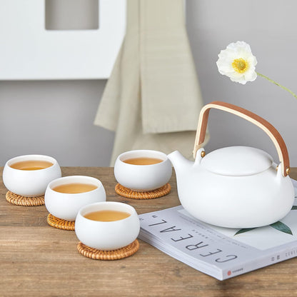 Zens Modern Japanese Tea Set, 27 oz Ceramic Japanese Teapot with Fine Stainers and 4 Cups for Loose Leaf Tea Steeper