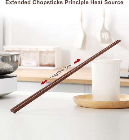 3Pairs Cooking Chopstick 14Inches Long Wooden Chop Sticks Reusable for Noodles Frying Hotpot