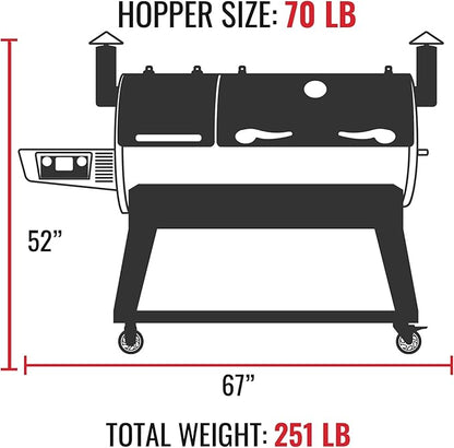 recteq DualFire 1200 Wood Pellet Smoker Grill, Wi-Fi Electric Pellet Grills, Dual Chambers for Hot and Fast + Low and Slow Cooking