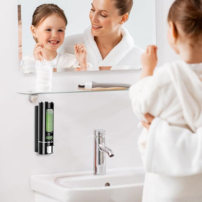 Wall Mounted Hand Soap Dispenser, 400ml Bathroom Shower Dispenser Gel Container Shower Pump Dispenser and Organizer for Bathroom Kitchen Hotel, Refillable Liquid Lotion Soap Dispenser, Black