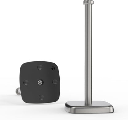 Paper Towel Holder Countertop, Paper Towel Dispenser Standing Weighted Base Non-Slip, Fit Most Size Tissue Roll, Stainless Steel Paper Towel for Home Kitchen Countertop Tabletop, Sliver