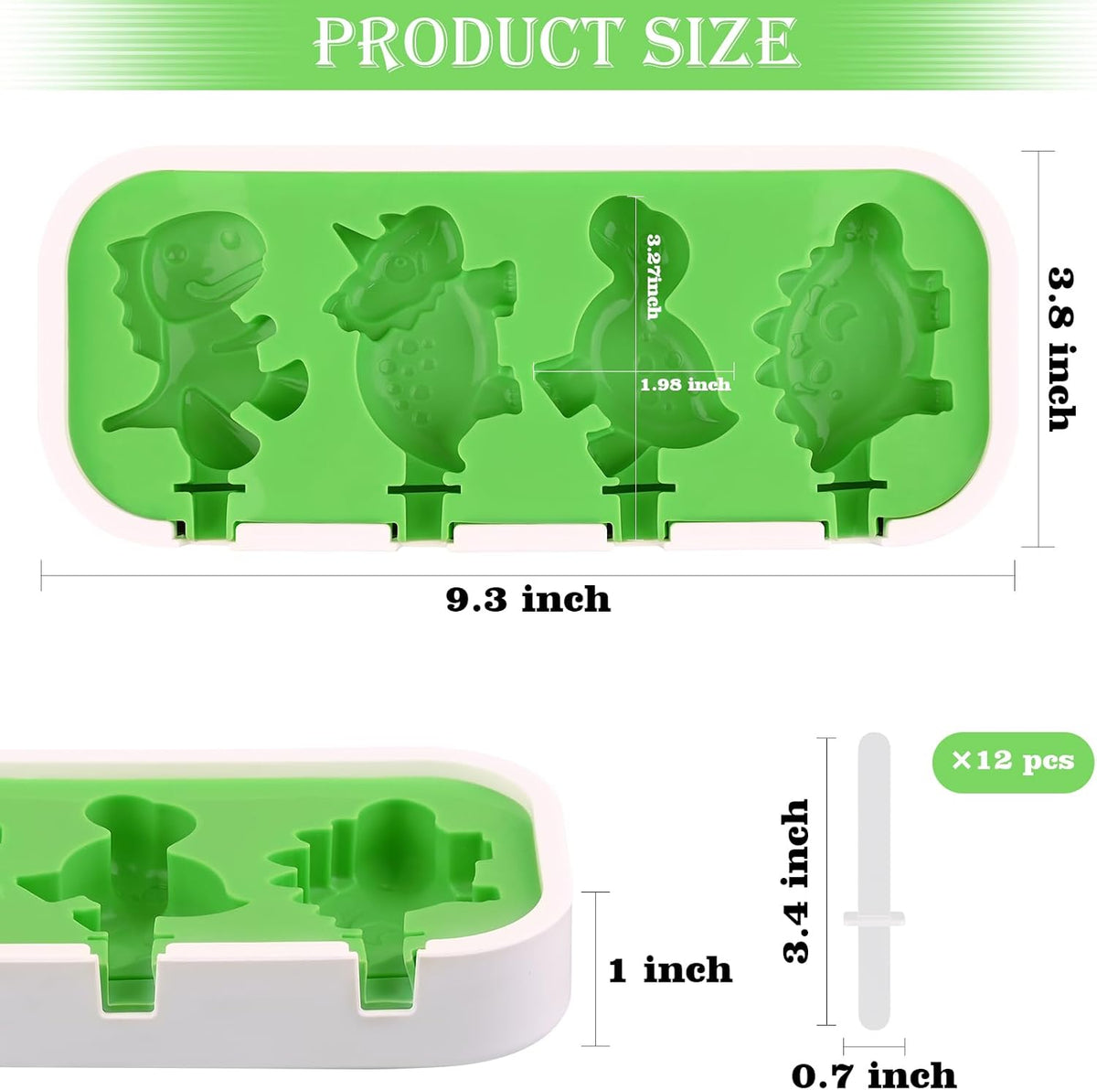 Sakolla 2 Pack Silicone Popsicle Molds with Sticks & Lid, 4-Cavity Mini Popsicle Molds for Kids - Cars, Ships, Train