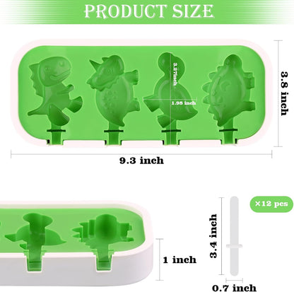 Sakolla 2 Pack Silicone Popsicle Molds with Sticks & Lid, 4-Cavity Mini Popsicle Molds for Kids - Cars, Ships, Train