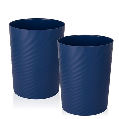UUJOLY Plastic Small Trash Can Wastebasket, Garbage Container Basket for Bathrooms, Laundry Room, Kitchens, Offices, Kids Rooms, Dorms, (Navy Blue, 1.8 Gallon/2 Pack)