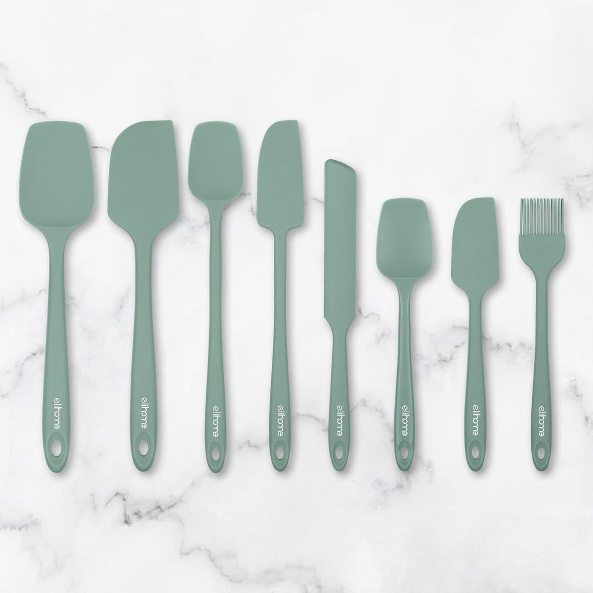 Elihome Mini Silicone Spoonula - Non-Stick Heat Resistant Silicone Scraper Spatula for Mixing, Serving, Scraping, Stirring, and More, 8.75 Inch, Sage Green
