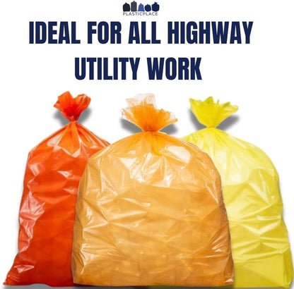 Plasticplace 55-60 gallon Trash Bags │ 1.2 Mil │ Orange Heavy Duty Garbage Can Liners │ 38” x 58” (50 Count)