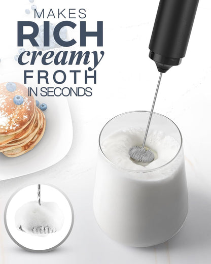Rechargeable Milk Frother USB, Handheld Electric Foam Maker with Whisk Drink Mixer & Foamer for Coffee, Latte, Matcha, Hot Chocolate