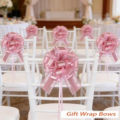 Pink Bows for Gift Wrapping, 6PCS Gift Bows for Wedding, Christmas, Birthday, Flower Arrangements, Party Decoration, 6 Inches (Pink)