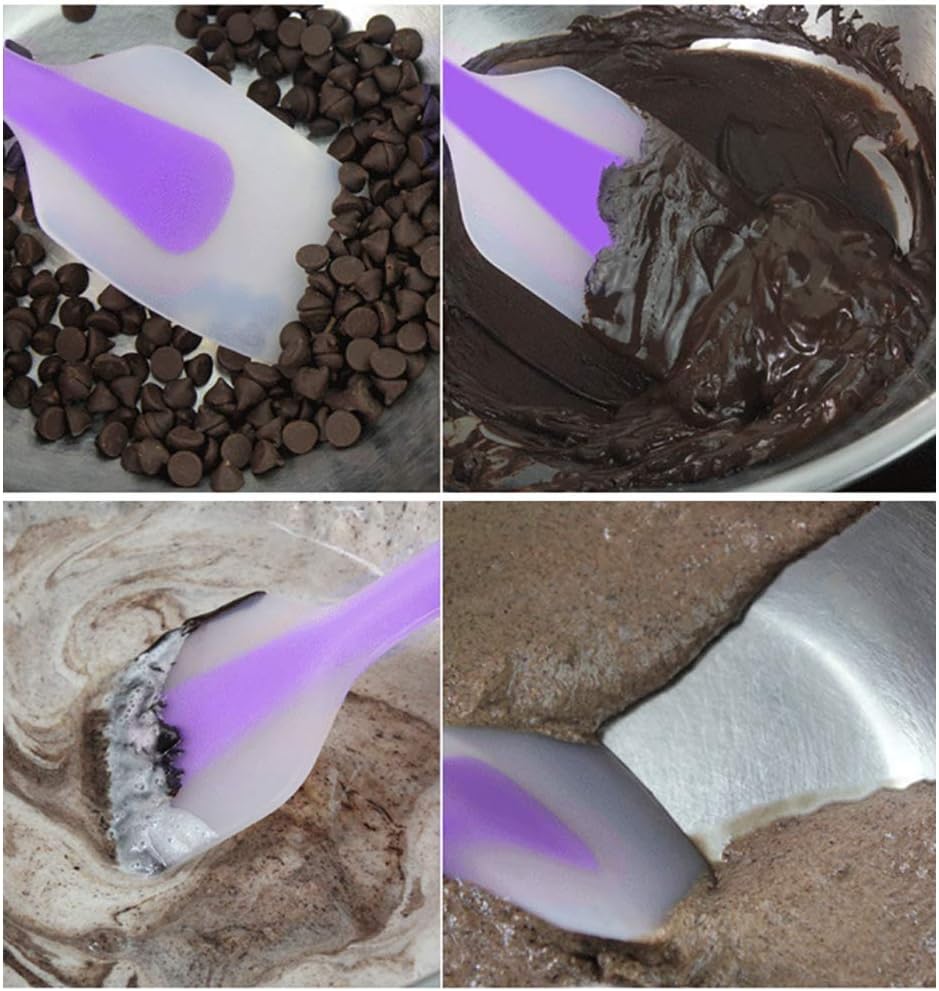 Silicone Spatulas Set of 4 - Heat Resistant Non-Stick Flexible Rubber with Solid Stainless Steel Core Kitchen Essential Gadget Premium Scraper Spoon