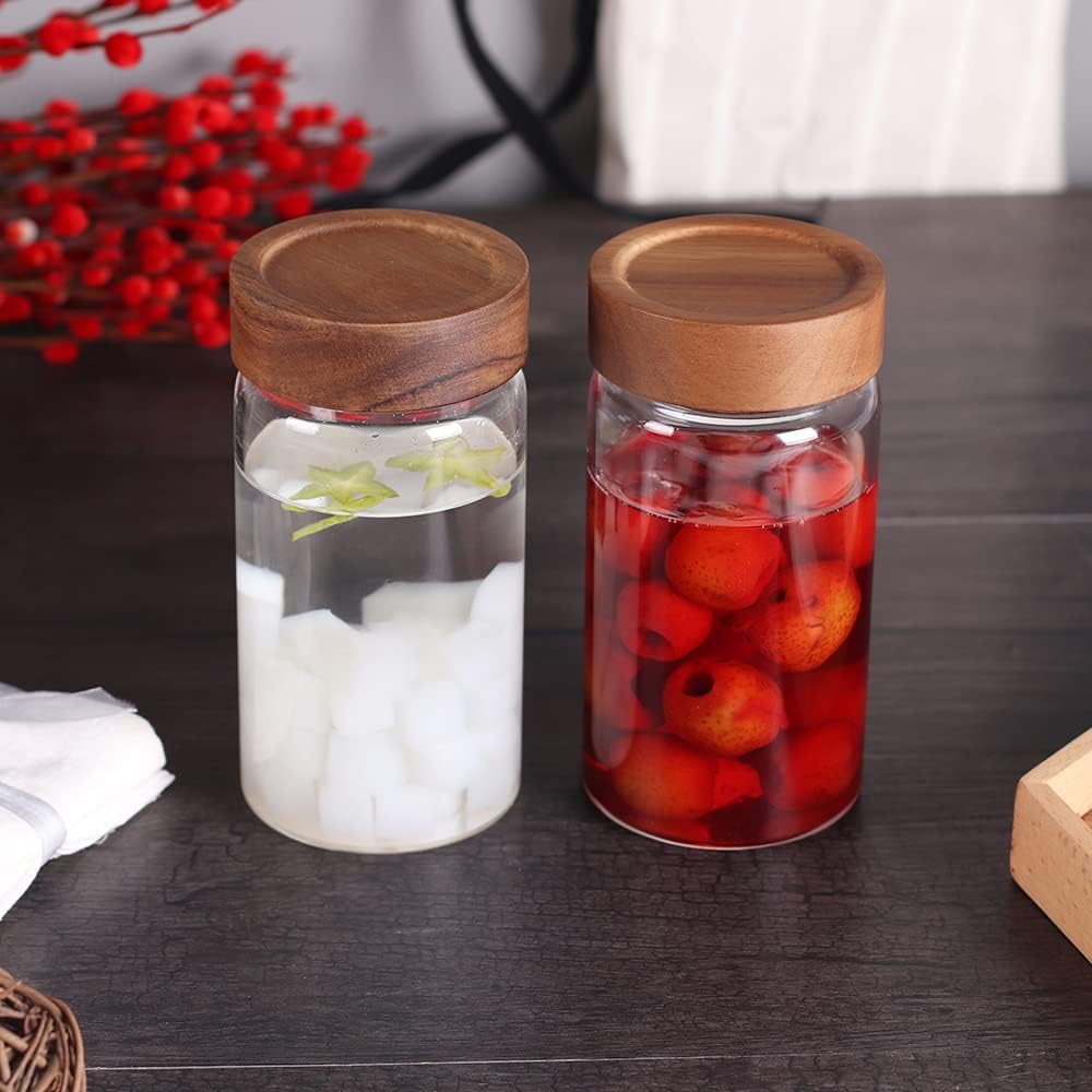 Saiool with Screw Cap (2-Units) kitchen jars, 580ML*2 Food Storage Canisters,Clear,Spice jars,Fermenting, Pickling, or DIY Decors and Projects