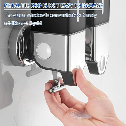3 x 500ml per Cup Wall Mounted Manual Soap Dispenser for Home, Bath, Kitchen, Hotels, Restaurants. Shower and Lotion Dispenser (Black)