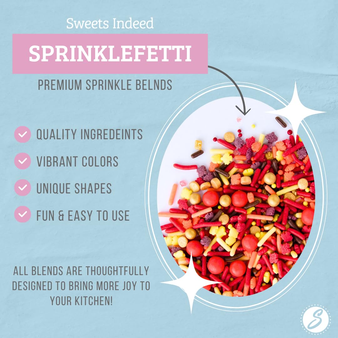 Sweets Indeed Thankful Fall Sprinklefetti Mix – 4 oz Jar, Autumn Sprinkles with Jimmies, Nonpareils, Leaf Quins & Sugar Pearls