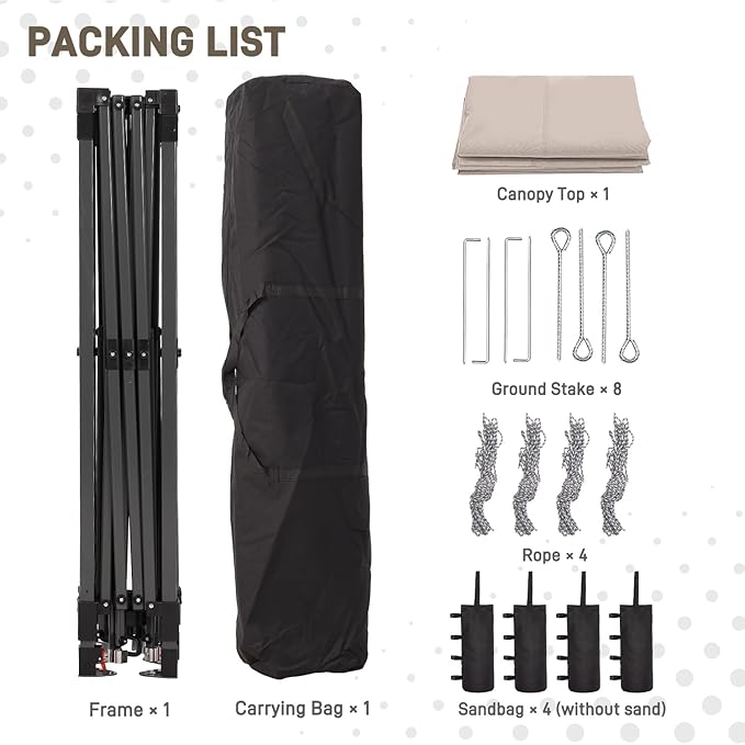 10x10FT Canopy Tent, 1-Button Push Instant Pop Up Canopy with 4 Sandbags, Easy Setup Outdoor Gazebo Shelter