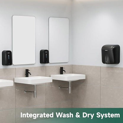 anydry Commercial Automatic Soap Dispenser Large 34oz/1000ml Capacity Wall-Mounted Touchless Liquid Dispenser for High-Traffic Restrooms, Offices, Hospitals Model AD1220S Black