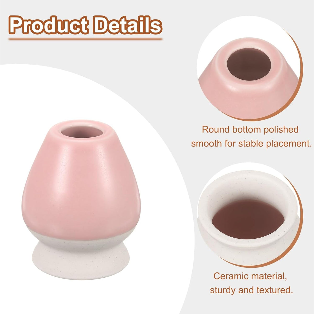 HARFINGTON Ceramic Chasen Stand 70mm Matcha Whisk Holder Teas Set Whisks Stand Traditional Matcha Tea Chasen Holder Tea Set Accessories for Tea Tasting, Beige/Pink