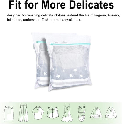 OTraki Mesh Washing Bags for Laundry 2 Pack 16 x 20 Inch Medium Mesh Bag Laundry Washer Delicates Lingerie Wash Machine Net Zipper Bag Heavy Duty Home Dorm Hotel Travel Storage Organizer, White