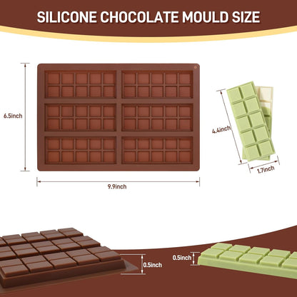 2 Pcs Chocolate Molds Silicone, Deep Chocolate Bar Mold, Non-Stick Food Grade Chocolate Mold for Dubai Chocolate Bar Pistachio, Candy and Chocolate Making - 60 Square Shape