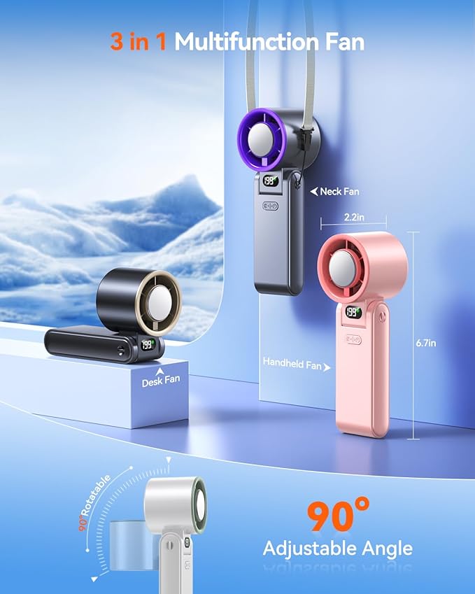 Portable Handheld Turbo Fan with Ice Cooler, 199 Speed Personal Fan,5500mAh Rechargeable,20H Cooling Time,20000 RPM Powerful Silent Motor, Summer Essential for Travel/Outdoor/Office, White