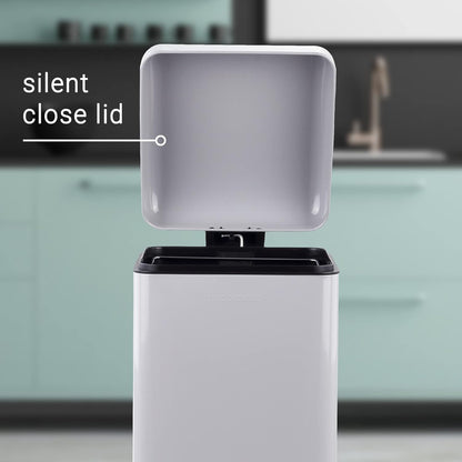 happimess HPM1007C Betty Retro 8-Gallon Step-Open Trash Can with Soft-Close Lid, Fingerprint Resistant, Modern, Minimalistic for Home, Kitchen, Laundry Room, Office, Bedroom, Bathroom, Gray