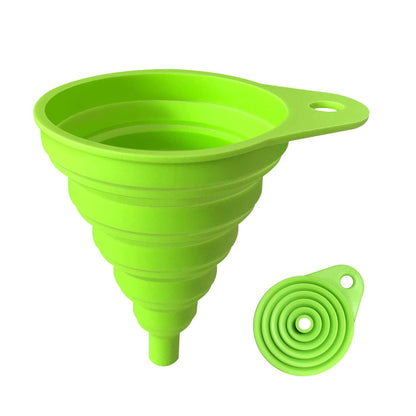 Funnels for Kitchen Use, Food Grade Silicone Collapsible Kitchen Funnel (Green)