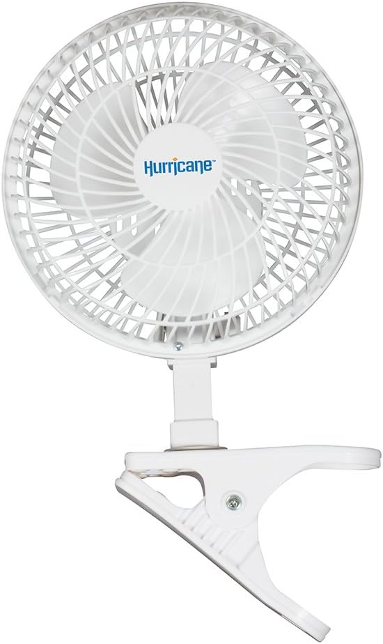 Hurricane Classic 6 Inch Clip Fan, 2 Speed Portable Desk Table Fan with Tilt, White