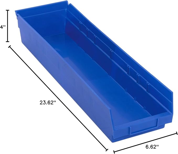 Quantum Storage QSB106 Hanging Plastic Shelf Bin Storage Containers - 23-5/8" x 6-5/8" x 4" - 8 Pack